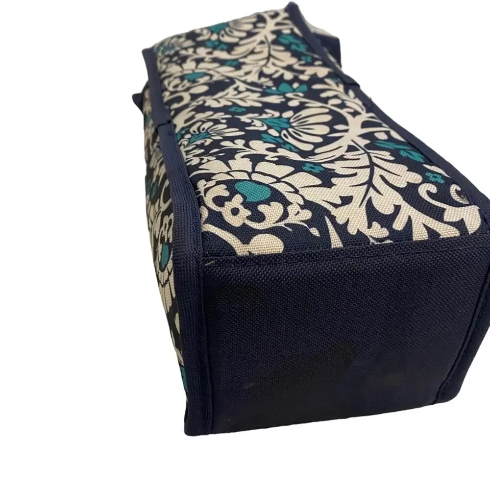 Single bottle wine carrier tote bag insulated & padded w/handle White Blue
